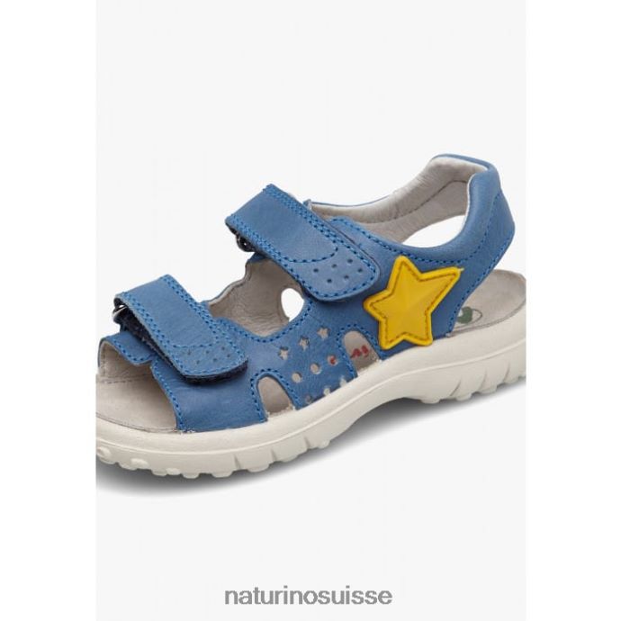 enfants Dock T88FLL542 Naturino sandales en cuir avec velcro bleu clair