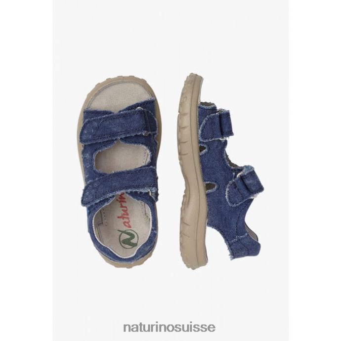 enfants Dock T88FLL544 Naturino sandales en jean avec velcro bleu clair