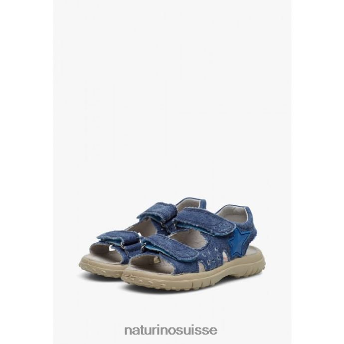 enfants Dock T88FLL544 Naturino sandales en jean avec velcro bleu clair