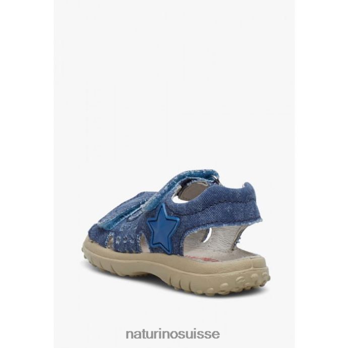 enfants Dock T88FLL544 Naturino sandales en jean avec velcro bleu clair