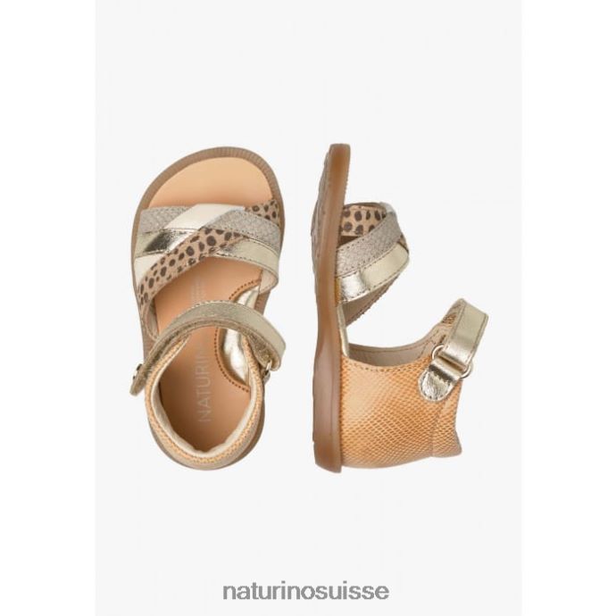 enfants Joenee T88FLL312 Naturino sandales en cuir et daim sable-platine