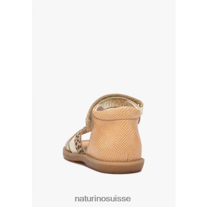 enfants Joenee T88FLL312 Naturino sandales en cuir et daim sable-platine