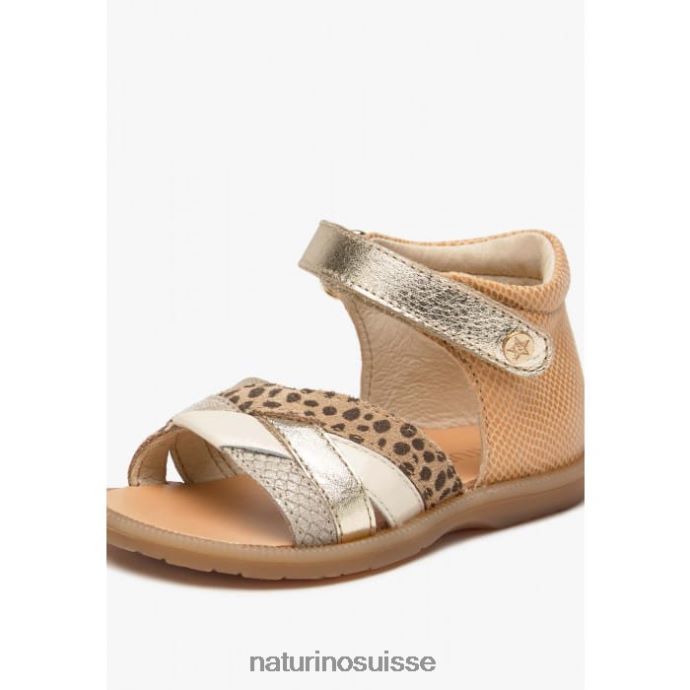 enfants Joenee T88FLL312 Naturino sandales en cuir et daim sable-platine