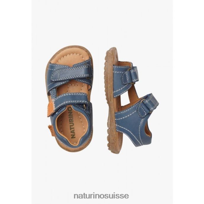 enfants Taror T88FLL236 Naturino sandales en cuir nappa bleu-orange