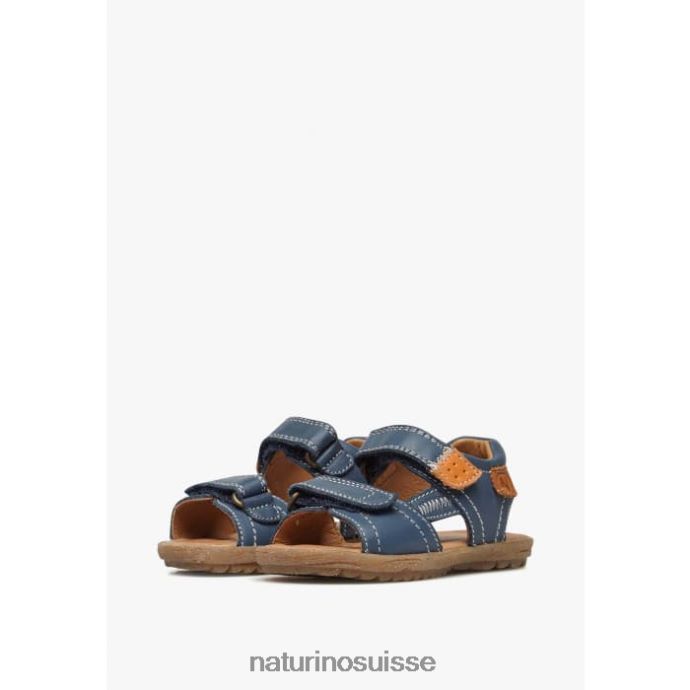 enfants Taror T88FLL236 Naturino sandales en cuir nappa bleu-orange