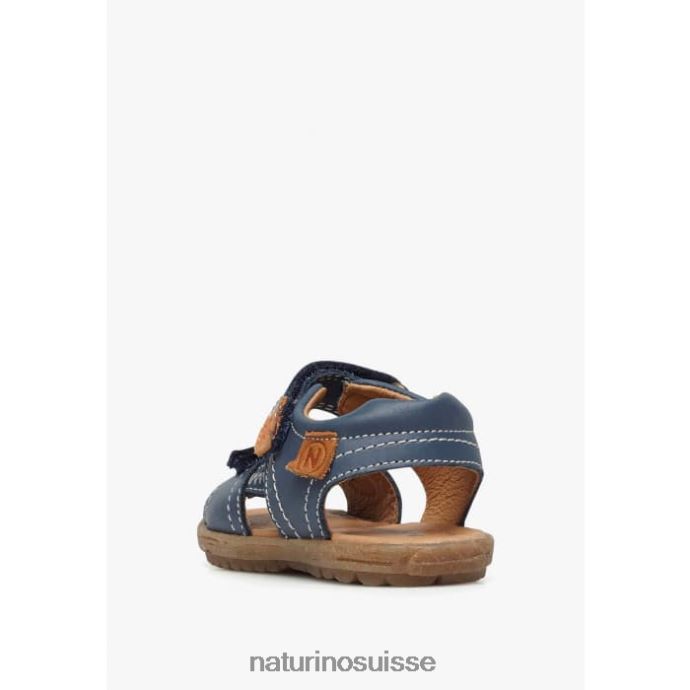 enfants Taror T88FLL236 Naturino sandales en cuir nappa bleu-orange