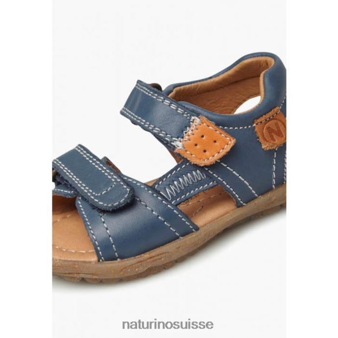 enfants Taror T88FLL236 Naturino sandales en cuir nappa bleu-orange