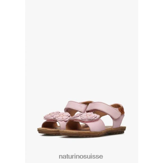 enfants bégonia T88FLL229 Naturino sandales en cuir nappa avec fleurs appliquées rose
