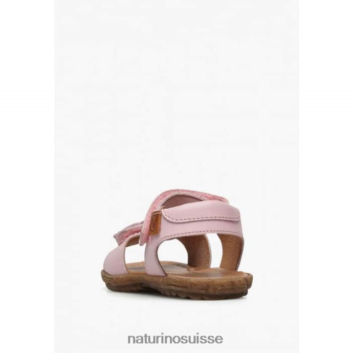 enfants bégonia T88FLL229 Naturino sandales en cuir nappa avec fleurs appliquées rose