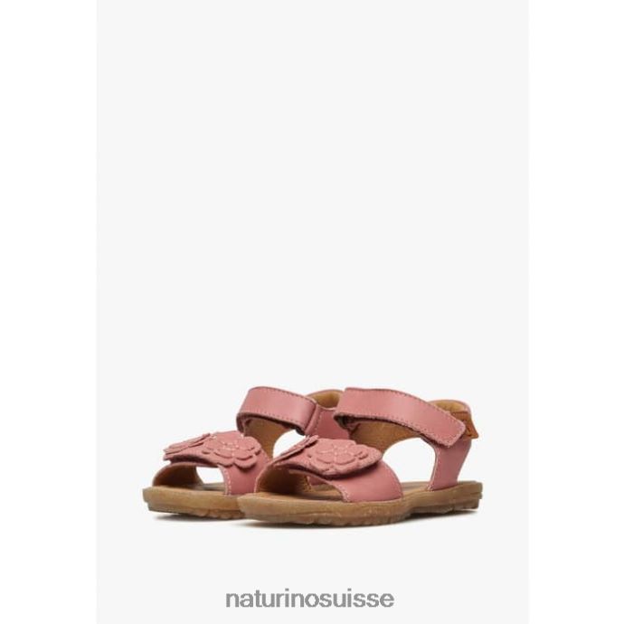 enfants bégonia T88FLL231 Naturino sandales en cuir nappa avec fleurs appliquées rose pétant