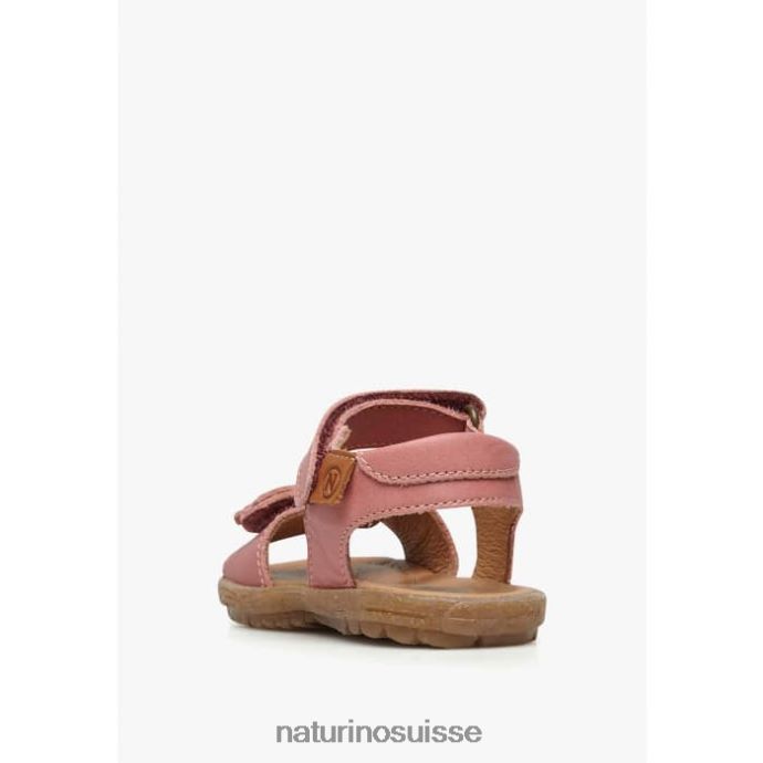 enfants bégonia T88FLL231 Naturino sandales en cuir nappa avec fleurs appliquées rose pétant