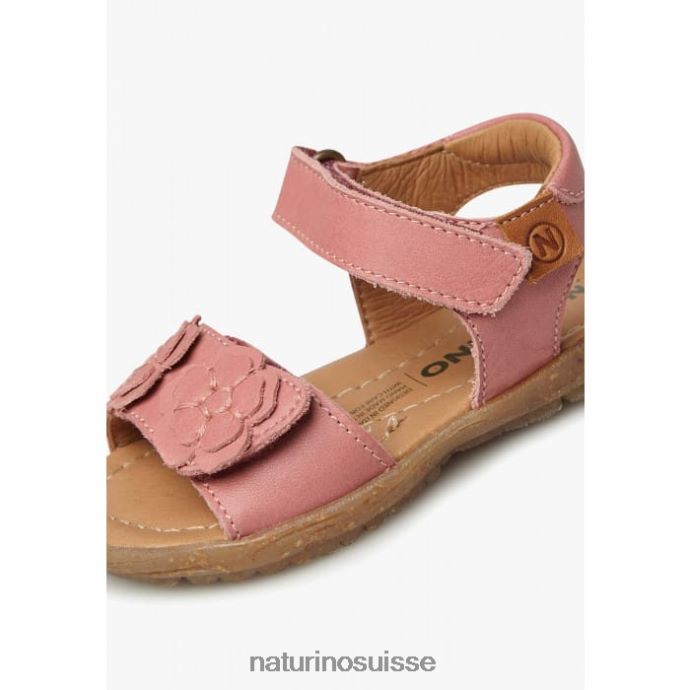 enfants bégonia T88FLL231 Naturino sandales en cuir nappa avec fleurs appliquées rose pétant