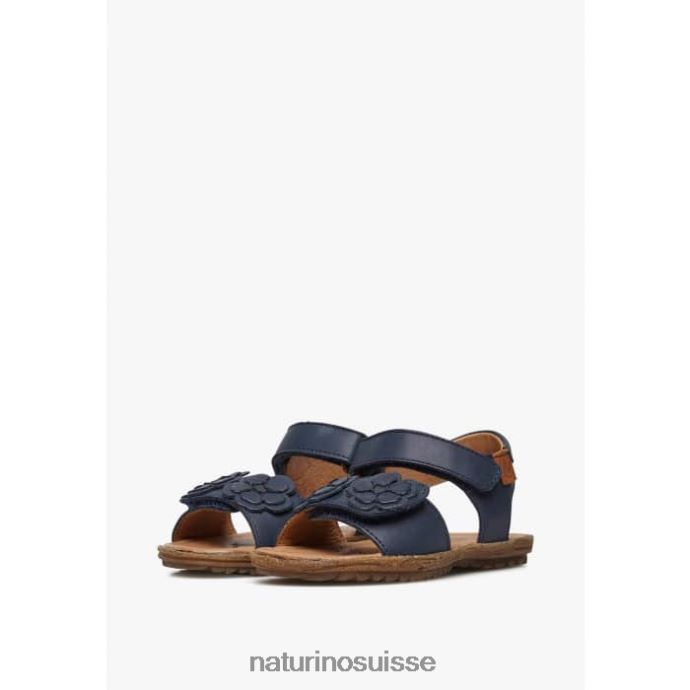 enfants bégonia T88FLL334 Naturino sandales en cuir nappa avec fleurs appliquées marine