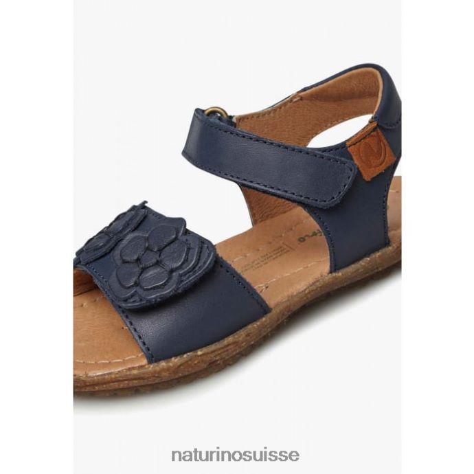 enfants bégonia T88FLL334 Naturino sandales en cuir nappa avec fleurs appliquées marine