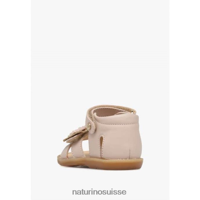 enfants carrière T88FLL552 Naturino sandales en cuir avec fleurs appliquées rose poudré