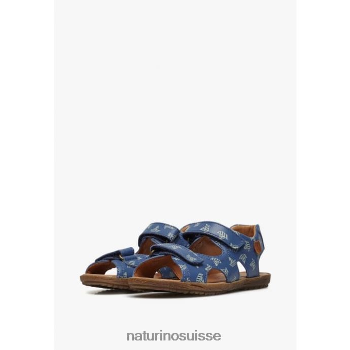 enfants ciel T88FLL228 Naturino sandales en cuir nappa avec imprimé bateau bleu clair