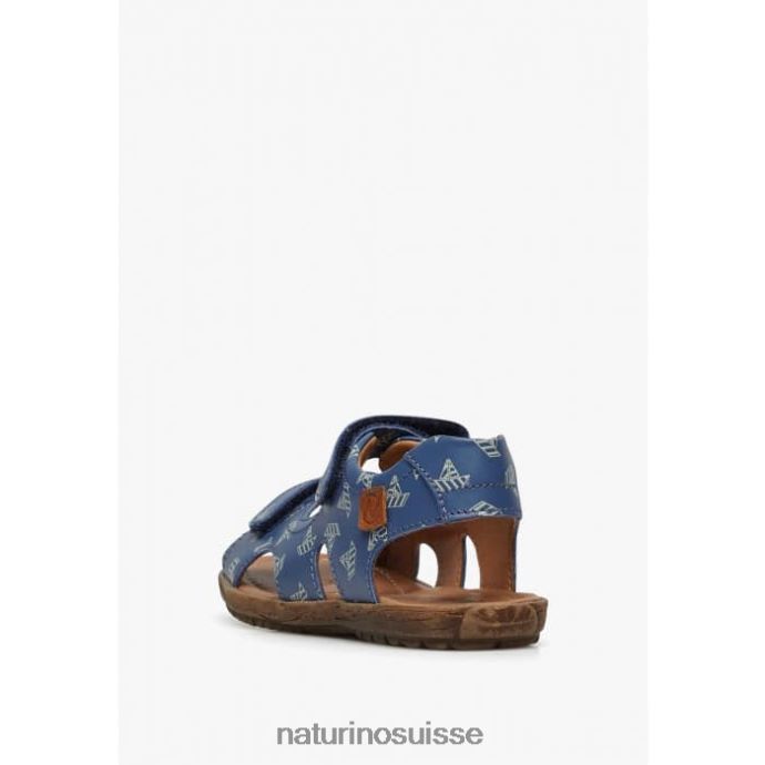 enfants ciel T88FLL228 Naturino sandales en cuir nappa avec imprimé bateau bleu clair