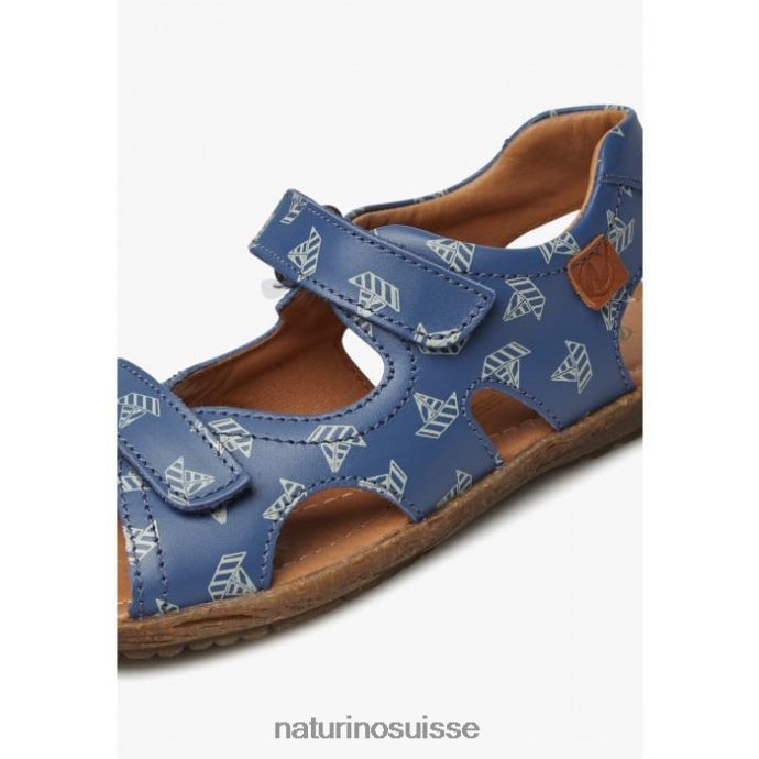 enfants ciel T88FLL228 Naturino sandales en cuir nappa avec imprimé bateau bleu clair