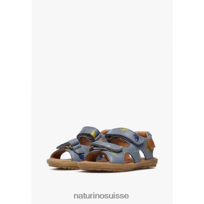 enfants ciel T88FLL325 Naturino sandales en cuir avec imprimé dinosaure bleu ciel