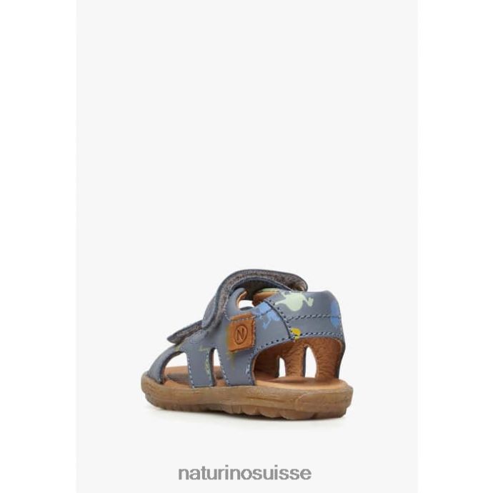 enfants ciel T88FLL325 Naturino sandales en cuir avec imprimé dinosaure bleu ciel