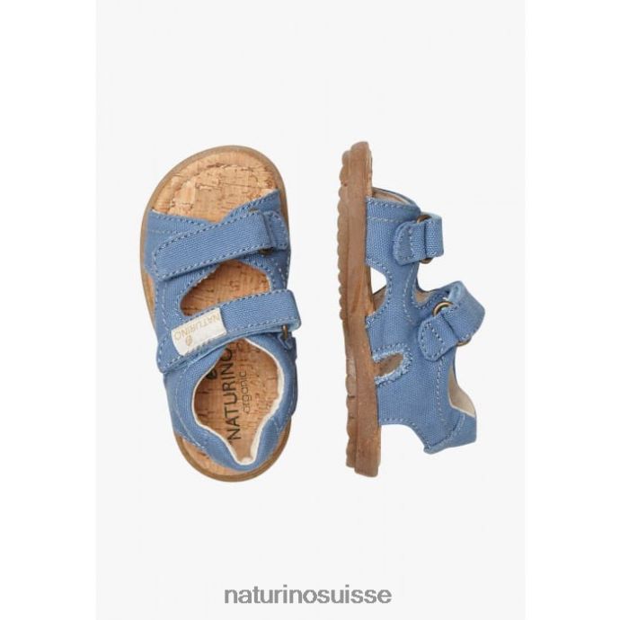 enfants ciel organique T88FLL19 Naturino sandales en tissu bio indigo