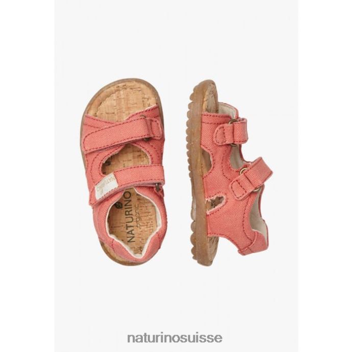 enfants ciel organique T88FLL20 Naturino sandales en tissu bio rose pétant