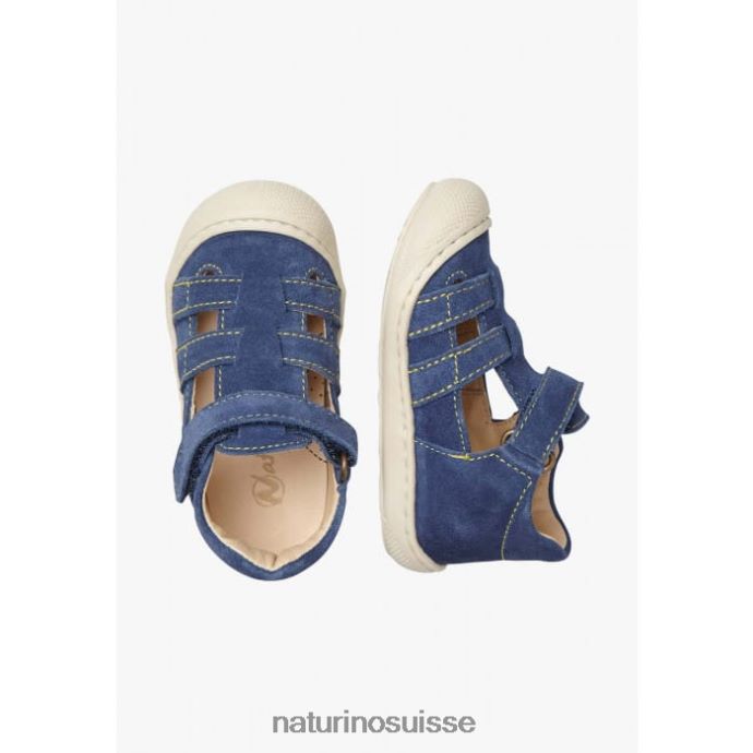 enfants coucher T88FLL348 Naturino sandales semi-ouvertes en daim bleu clair