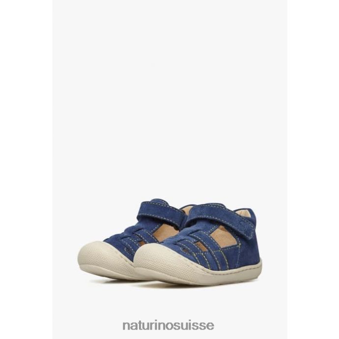 enfants coucher T88FLL348 Naturino sandales semi-ouvertes en daim bleu clair