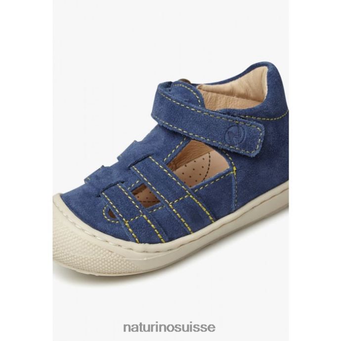 enfants coucher T88FLL348 Naturino sandales semi-ouvertes en daim bleu clair