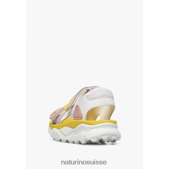 enfants gaho junior T88FLL29 Naturino sandales actives en similicuir blanc-jaune-rose