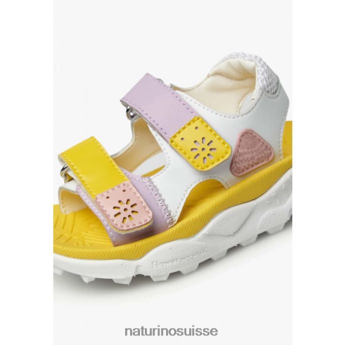 enfants gaho junior T88FLL29 Naturino sandales actives en similicuir blanc-jaune-rose