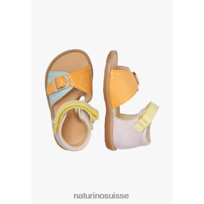enfants jade T88FLL238 Naturino sandales en cuir verni lilas-jaune-orange