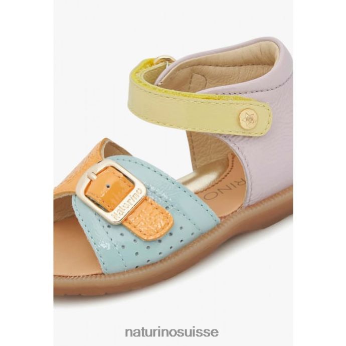 enfants jade T88FLL238 Naturino sandales en cuir verni lilas-jaune-orange