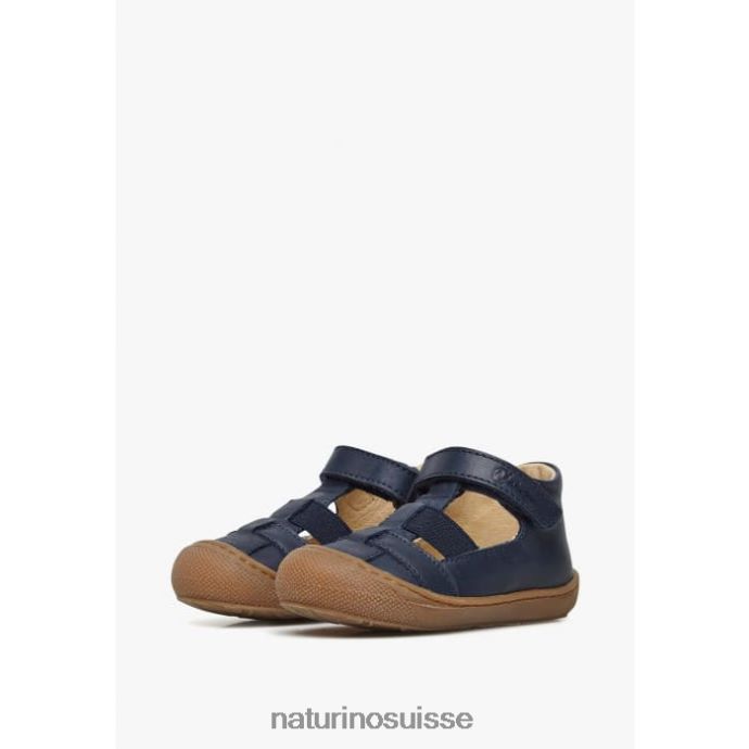 enfants langue T88FLL597 Naturino sandales semi-fermées avec insert élastique marine