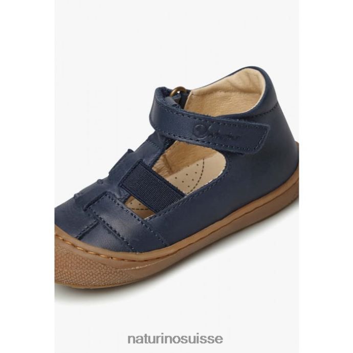 enfants langue T88FLL597 Naturino sandales semi-fermées avec insert élastique marine