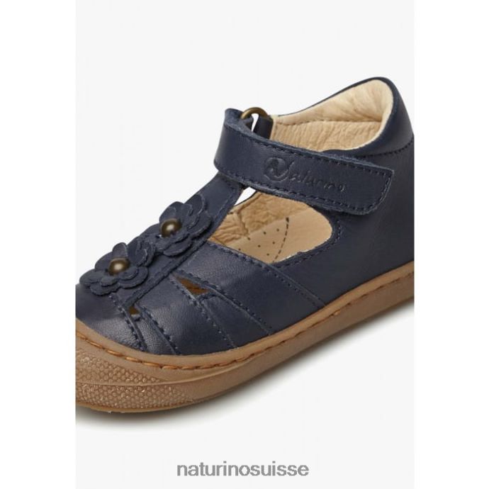 enfants maggy T88FLL593 Naturino sandales semi-fermées à fleurs appliquées bleu