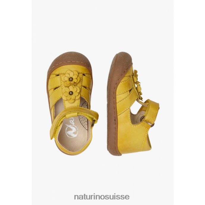 enfants maggy T88FLL594 Naturino sandales semi-fermées à fleurs appliquées jaune