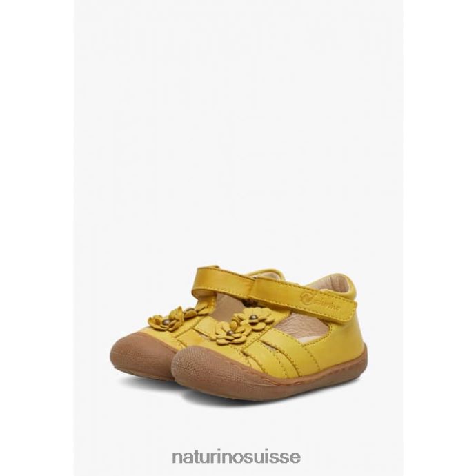 enfants maggy T88FLL594 Naturino sandales semi-fermées à fleurs appliquées jaune