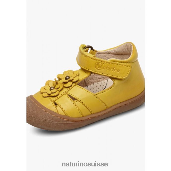 enfants maggy T88FLL594 Naturino sandales semi-fermées à fleurs appliquées jaune