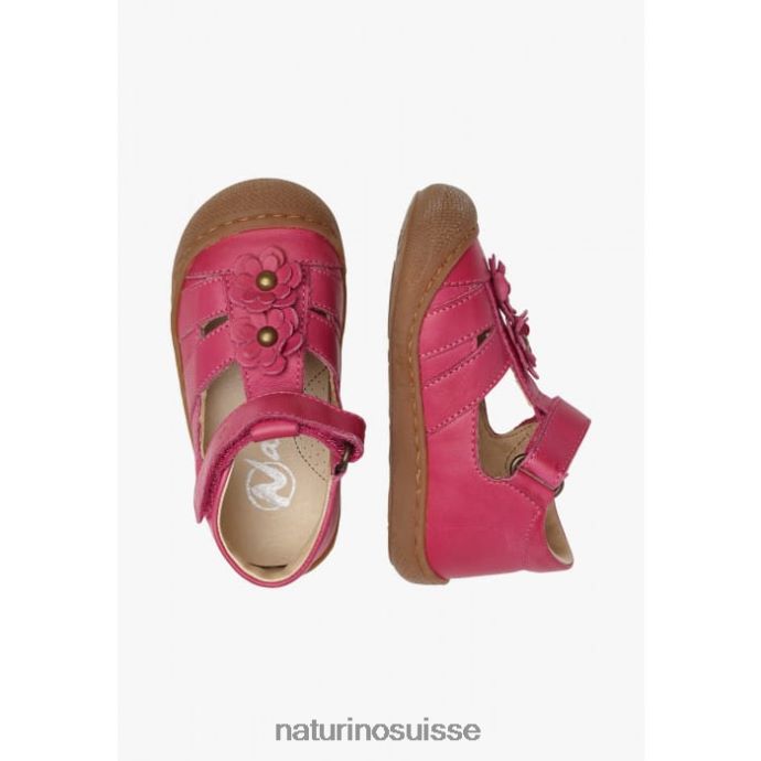 enfants maggy T88FLL595 Naturino sandales semi-fermées à fleurs appliquées fuchsia