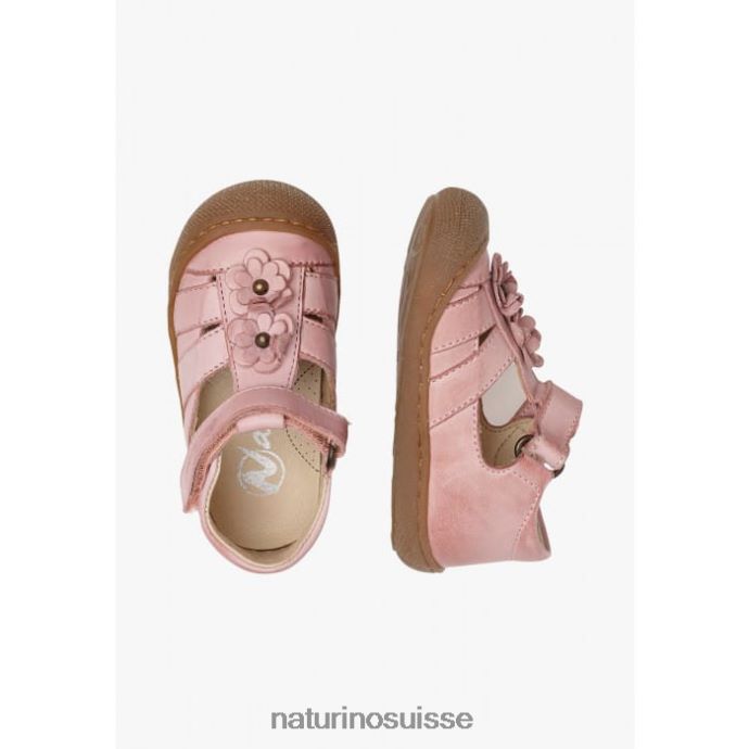 enfants maggy T88FLL596 Naturino sandales semi-fermées à fleurs appliquées rose