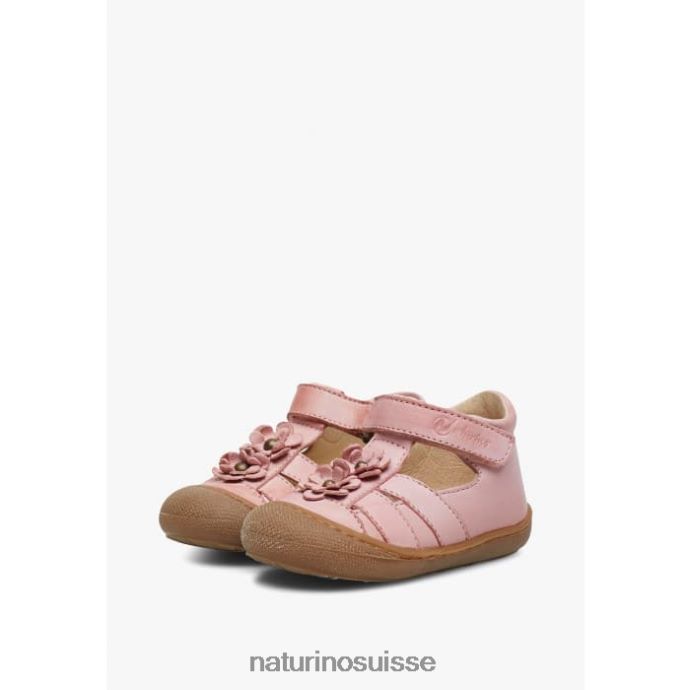 enfants maggy T88FLL596 Naturino sandales semi-fermées à fleurs appliquées rose