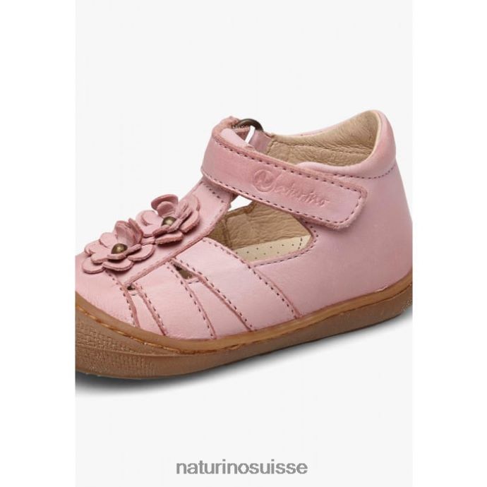 enfants maggy T88FLL596 Naturino sandales semi-fermées à fleurs appliquées rose