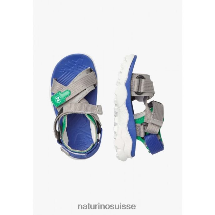 enfants nazca 2 junior T88FLL25 Naturino sandales actives en similicuir et tissu Gris vert