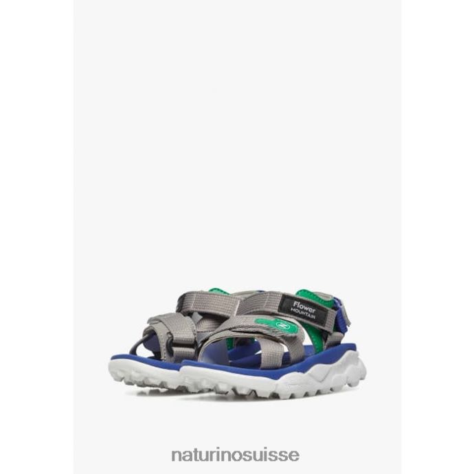 enfants nazca 2 junior T88FLL25 Naturino sandales actives en similicuir et tissu Gris vert