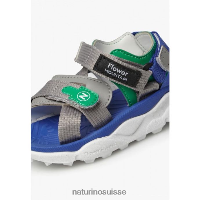 enfants nazca 2 junior T88FLL25 Naturino sandales actives en similicuir et tissu Gris vert