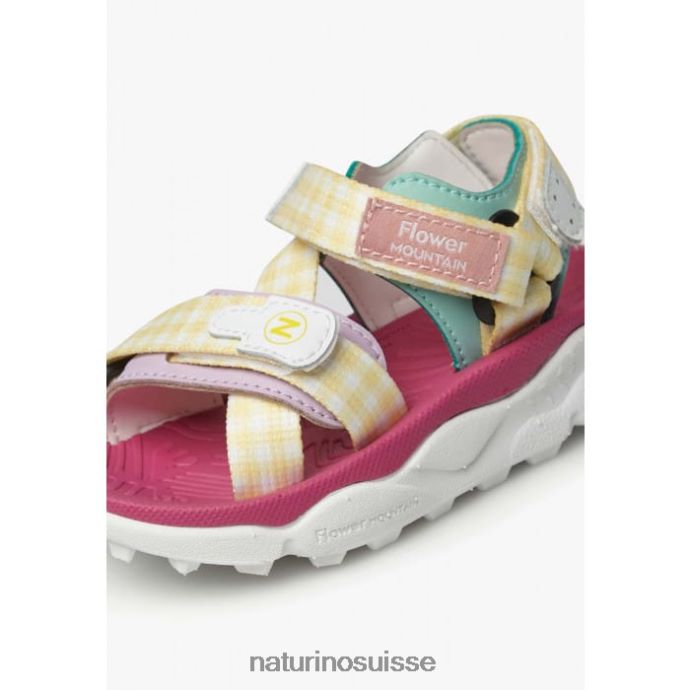 enfants nazca 2 junior T88FLL26 Naturino sandales actives en similicuir et tissu jaune-rose