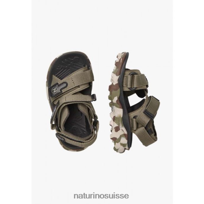 enfants nazca 2 junior T88FLL27 Naturino sandales actives en similicuir et tissu armée verte