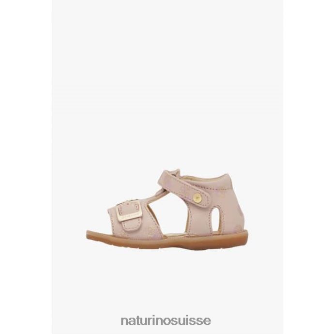 enfants quartz T88FLL230 Naturino sandales en cuir avec imprimé pailleté rose poudré