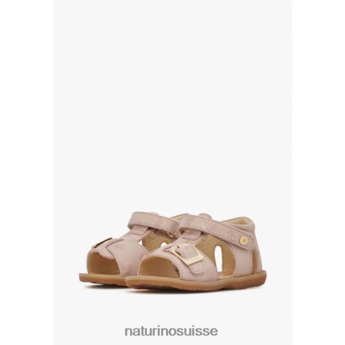enfants quartz T88FLL230 Naturino sandales en cuir avec imprimé pailleté rose poudré